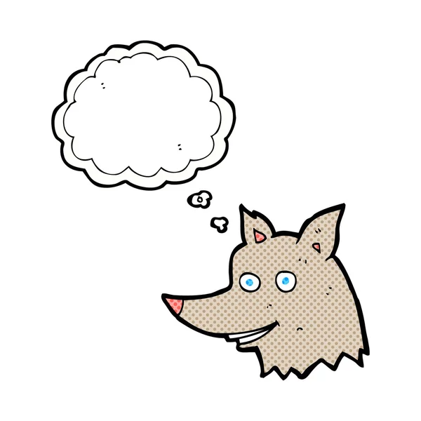 Cartoon wolf head with thought bubble — Stock Vector