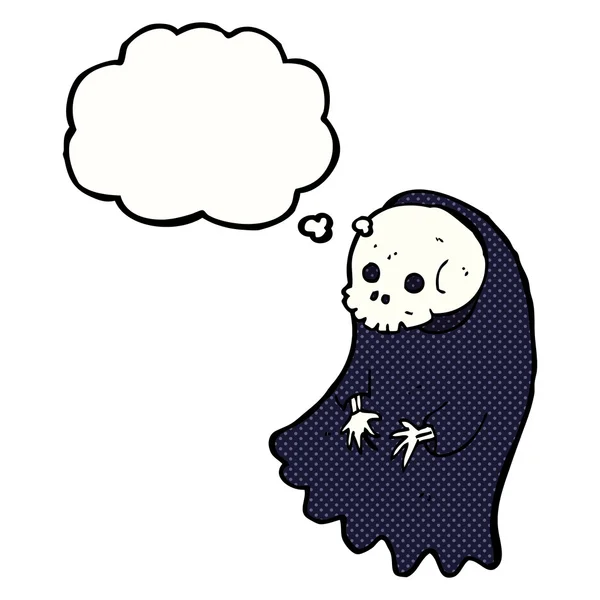 Ghoul effrayant dessin animé avec bulle de pensée — Image vectorielle