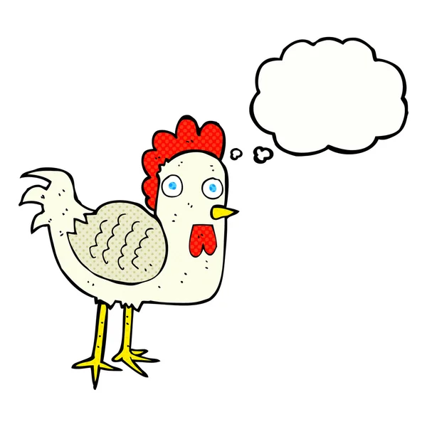 Cartoon-Huhn mit Gedankenblase — Stockvektor