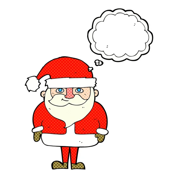 Cartoon gelukkig santa claus met gedachte zeepbel — Stockvector