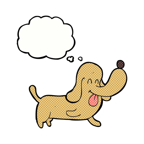Kartun anjing bahagia dengan pikiran gelembung - Stok Vektor