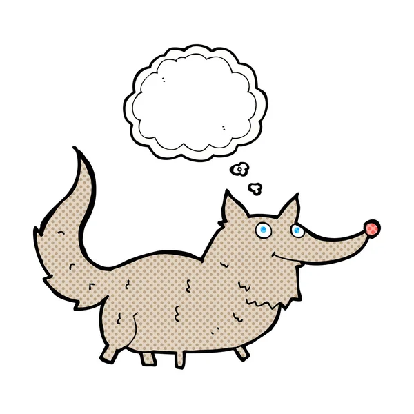 Kartun serigala kecil dengan pikiran gelembung - Stok Vektor