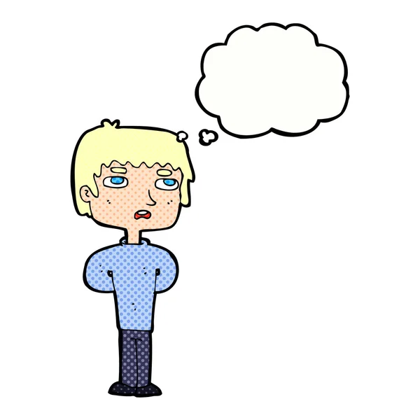 Karikatur unglücklicher Mann mit Gedankenblase — Stockvektor