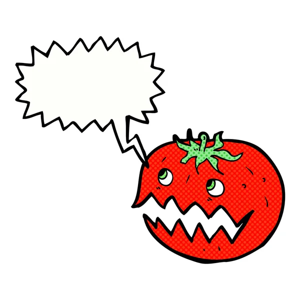 Tomate dos desenhos animados com bolha de pensamento — Vetor de Stock