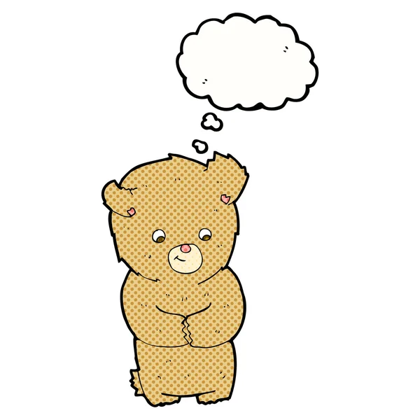 Cartoon teddy bear with thought bubble — Stock Vector