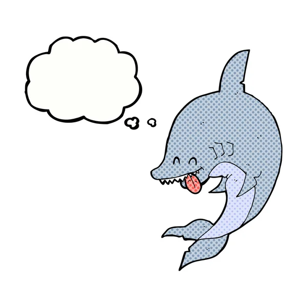 思考バブルの面白いマンガサメ — ストックベクタ