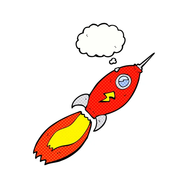 Cartoon-Rakete mit Gedankenblase — Stockvektor