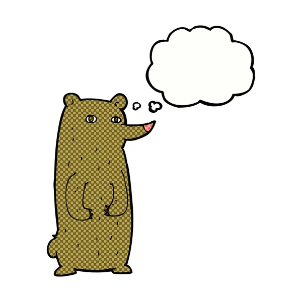 Смешной мультяшный медведь с мыльным пузырем — стоковый вектор