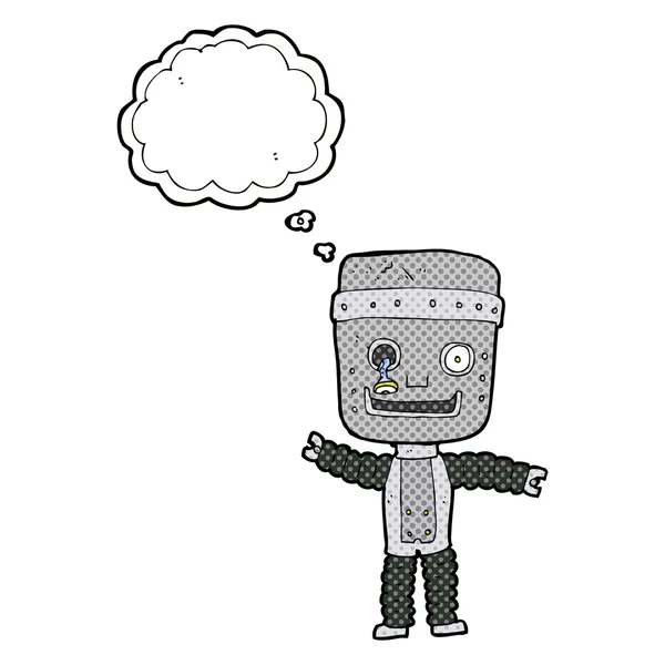 Kreslený legrační robot s myšlenkovou bublinou — Stockový vektor