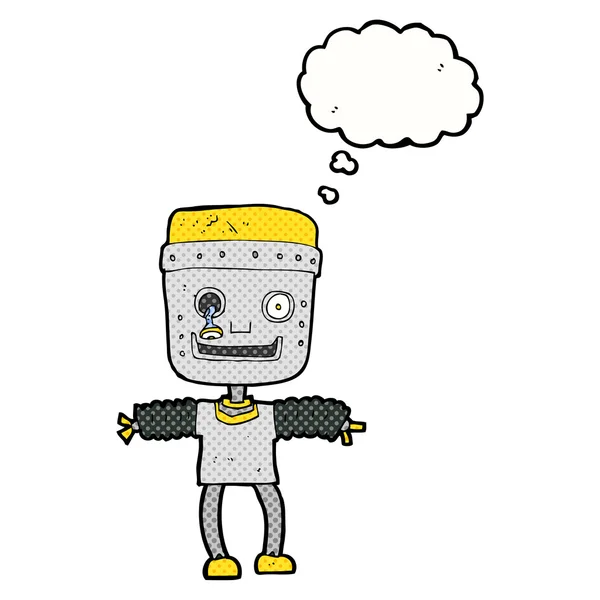 Robot dessin animé avec bulle de pensée — Image vectorielle