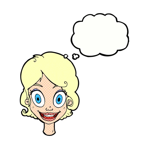 Cartoon szczęśliwa kobieta z bańki myślowej — Wektor stockowy