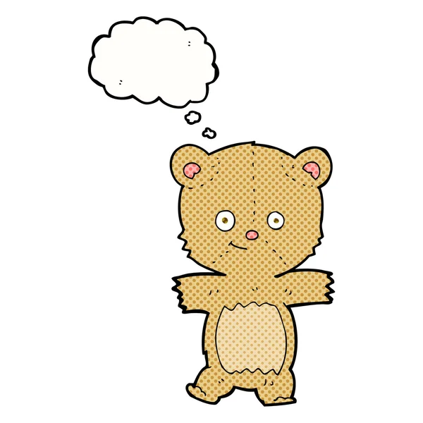 Cartoon teddy bear with thought bubble — Stock Vector