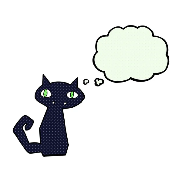 Черная кошка с мыслепузырём — стоковый вектор