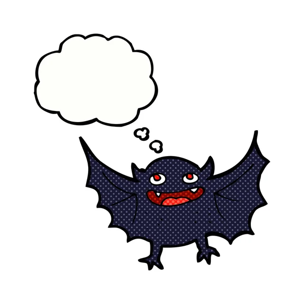 Chauve-souris vampire dessin animé avec bulle de pensée — Image vectorielle