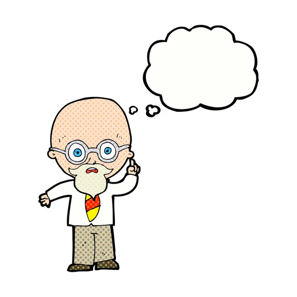 Cartoon professor met gedachte zeepbel — Stockvector