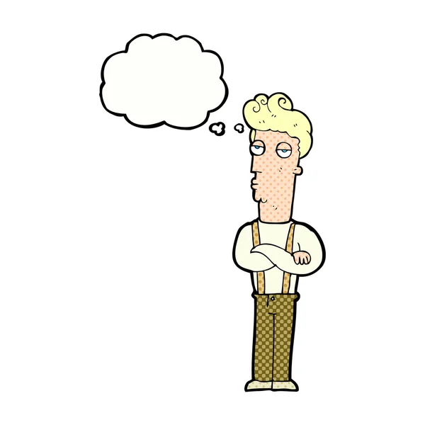 Karikatur unbeeindruckt Mann mit Gedankenblase — Stockvektor