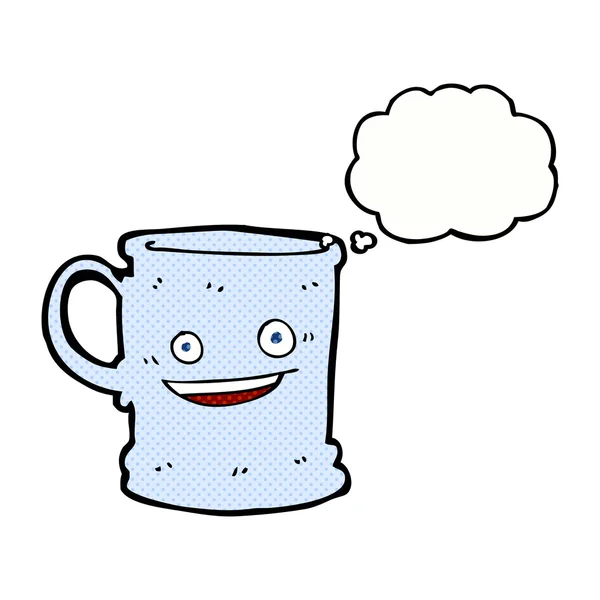 Taza de dibujos animados con burbuja de pensamiento — Vector de stock