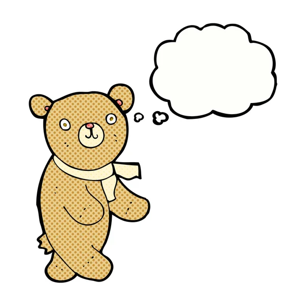 Cute cartoon teddy bear with thought bubble — Stock Vector