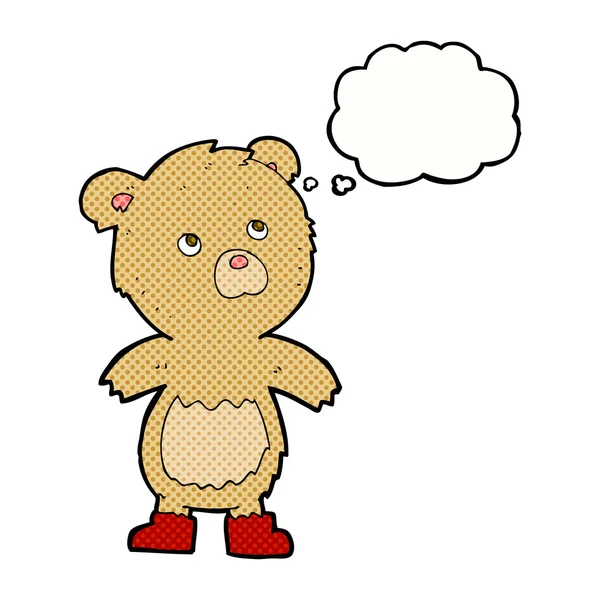 Мультяшний плюшевий ведмідь з бульбашкою думок — стоковий вектор