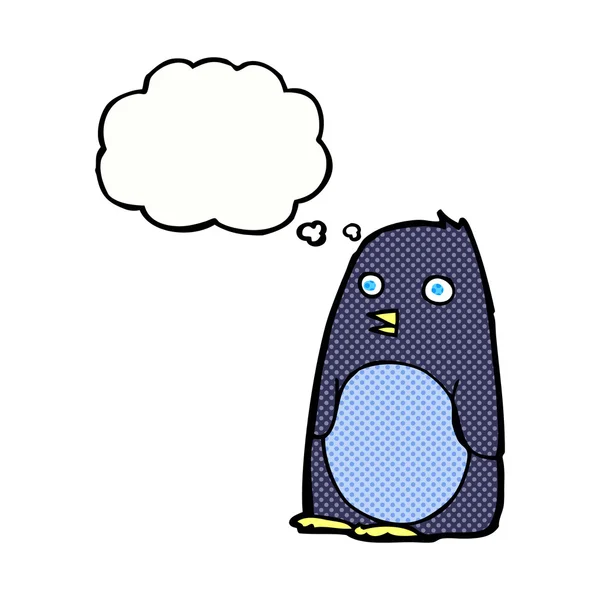 Pingüino de dibujos animados con burbuja de pensamiento — Archivo Imágenes Vectoriales