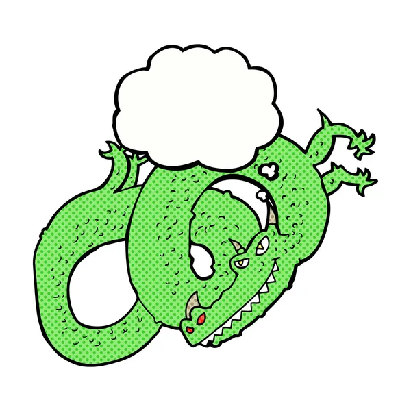 Мультяшный дракон с мыльным пузырем — стоковый вектор