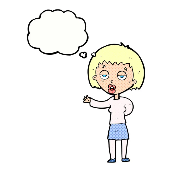 思考バブルの漫画退屈な女性 — ストックベクタ