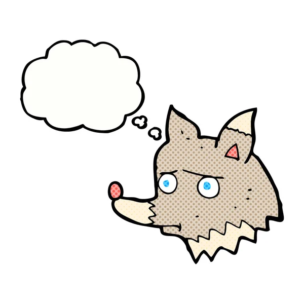 Dessin animé loup malheureux avec bulle de pensée — Image vectorielle