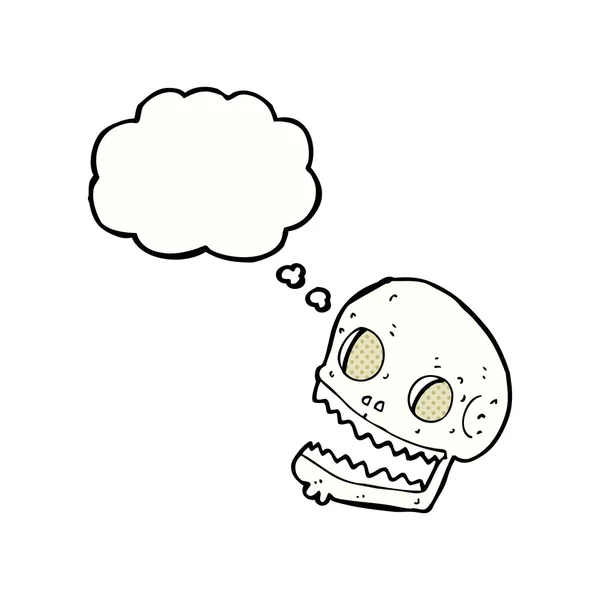 Dessin animé crâne effrayant avec bulle de pensée — Image vectorielle