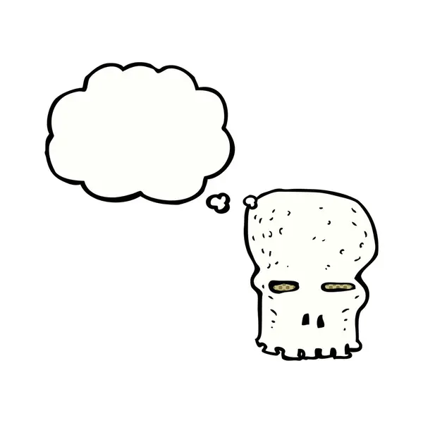 Calavera espeluznante de dibujos animados con burbuja de pensamiento — Vector de stock