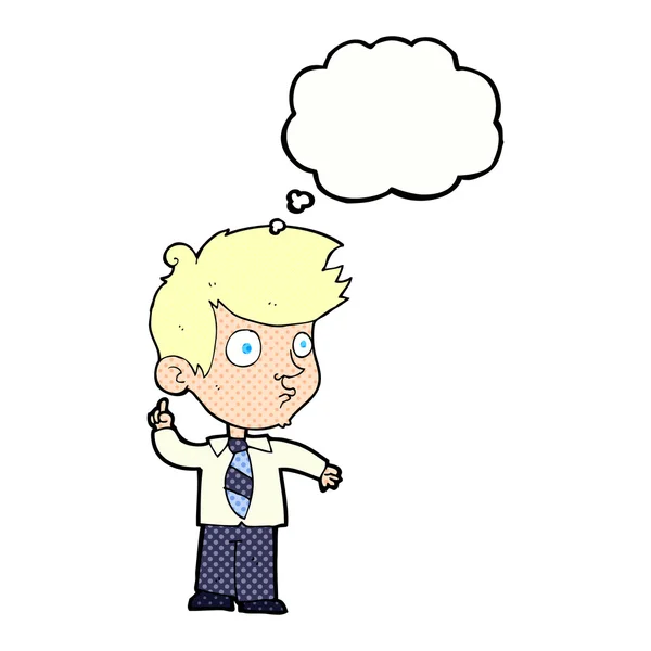 Cartoon-Junge stellt Frage mit Gedankenblase — Stockvektor