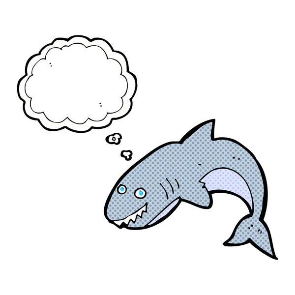 Cartoon haai met gedachte zeepbel — Stockvector