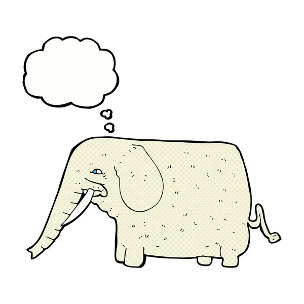 Dibujos animados elefante grande con burbuja de pensamiento — Vector de stock