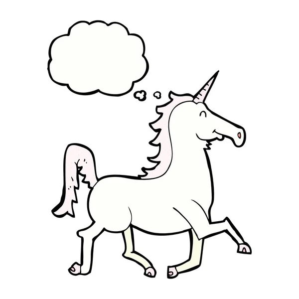 Unicornio de dibujos animados con burbuja de pensamiento — Archivo Imágenes Vectoriales
