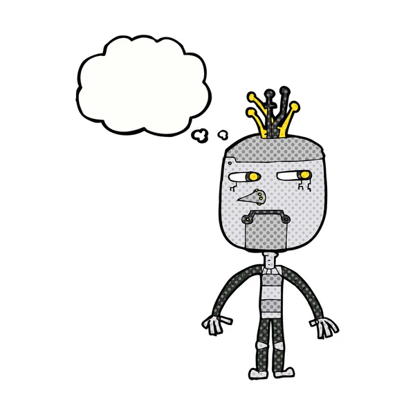 Zabawny robot kreskówki z bańki myślowej — Wektor stockowy