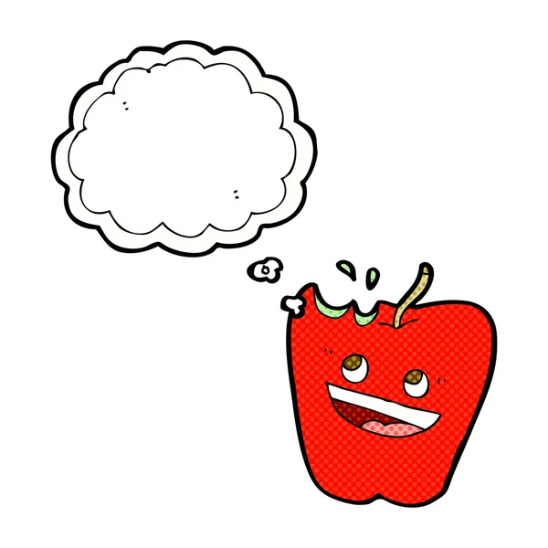 Szczęśliwy kreskówka jabłko z bańki myślowej — Wektor stockowy