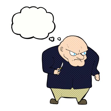 Düşünce baloncuğu olan kötü adam çizgi filmi