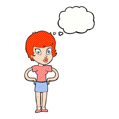 el HIPS düşünce balonu ile kadınla çizgi film