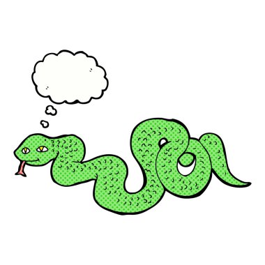 Düşünce baloncuklu çizgi film yılanı