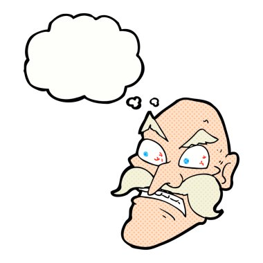 çizgi film düşünce balonu ile kızgın ihtiyar