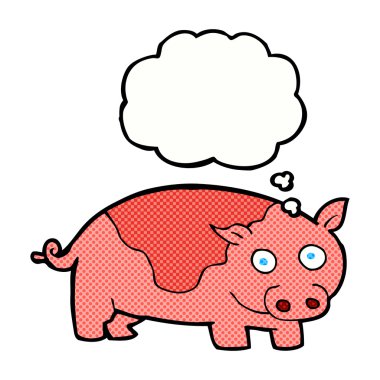 Düşünce baloncuklu çizgi film domuzu