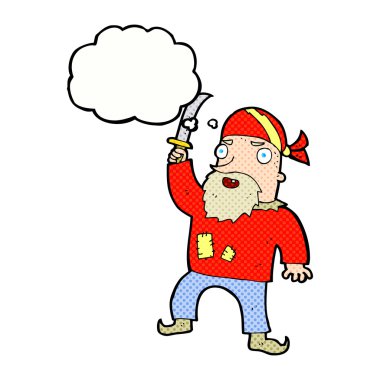 Düşünce baloncuklu çizgi film korsanı