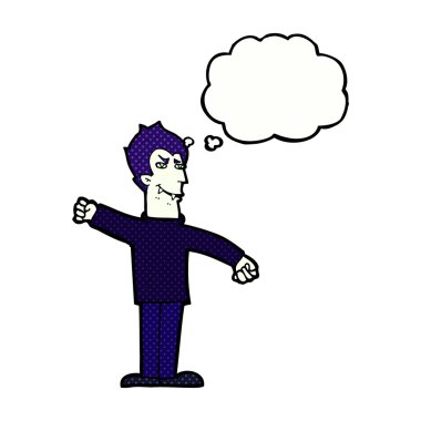 Düşünce baloncuğu olan vampir adam.