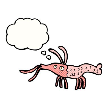 çizgi film karides ile düşünce balonu