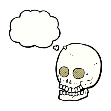 Düşünce balonlu karikatür kafatası