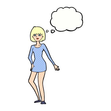 düşünce balonu ile içinde çizgi film kadın
