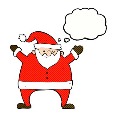 Düşünce baloncuklu çizgi film Noel Baba