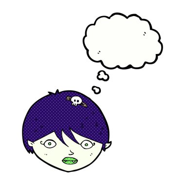 çizgi film vampir yüz düşünce balonu ile