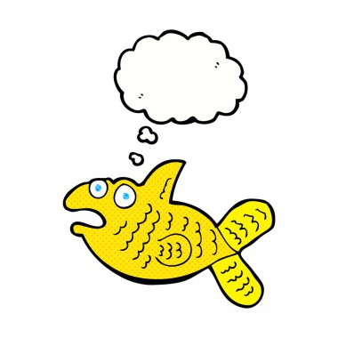 Düşünce baloncuklu çizgi film balığı