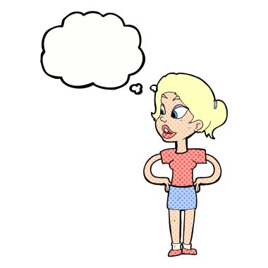 el HIPS düşünce balonu ile kadınla çizgi film