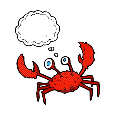 Düşünce baloncuklu çizgi film yengeci